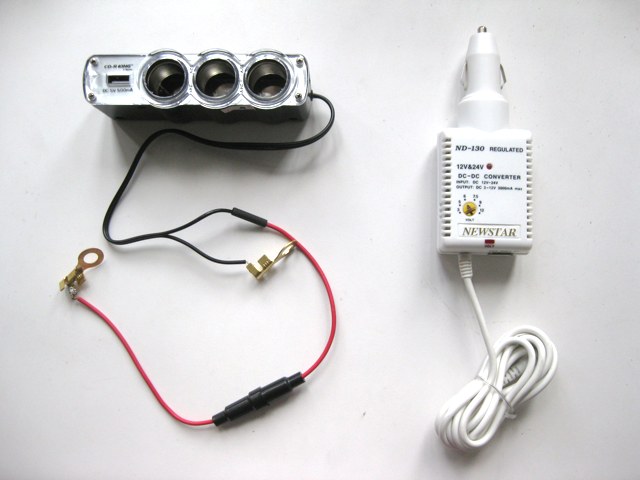 Multi-socket car adapter  and DC-DC converter