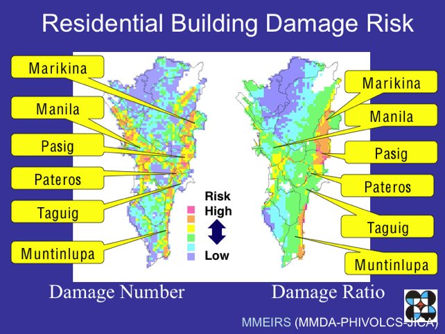 Map showing residential building damage risk