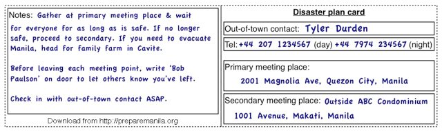 Sample Emergency Plan Card