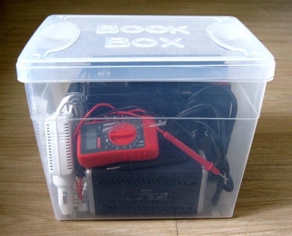 Emergency power pack in storage box